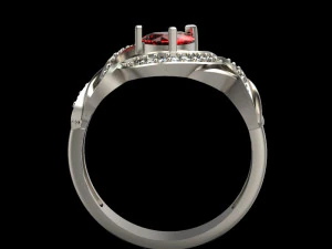 ring with pear ruby and diamonds design 3D Print Model