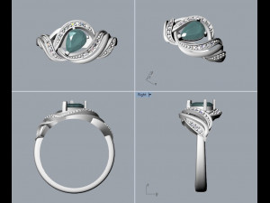 ring with pear ruby and diamonds design 3D Print Model