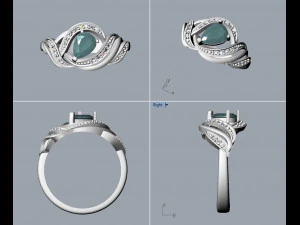 ring with pear ruby and diamonds design 3D Print Model