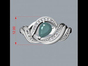 ring with pear ruby and diamonds design 3D Print Model