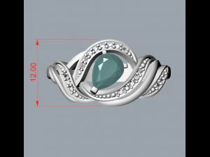 ring with pear ruby and diamonds design 3D Print Model