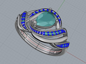 ring with pear ruby and diamonds design 3D Print Model