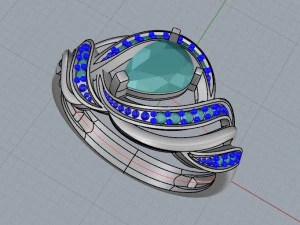 ring with pear ruby and diamonds design 3D Print Model