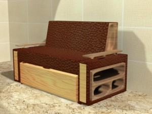 red leather sofa Model 3D
