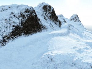 snowy mountain with road Model 3D