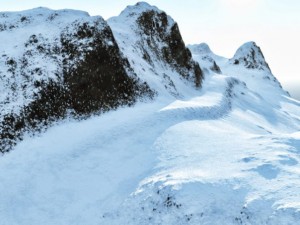 snowy mountain with road Model 3D