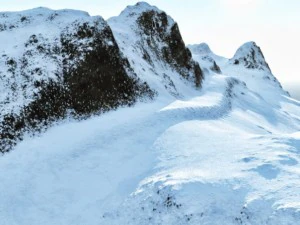 snowy mountain with road 3D Model