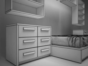 quarto de m&oacute;veis infantis Modelo 3D