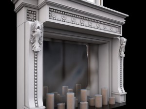 fireplace and mirror 3D Модель