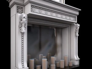 fireplace and mirror 3D Model