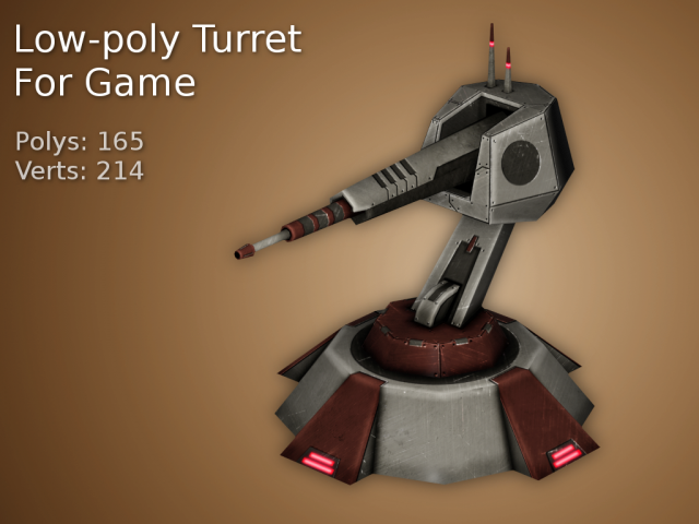 sci-fi turret for game Model 3D .c4d .max .obj .3ds .fbx .stl .blend