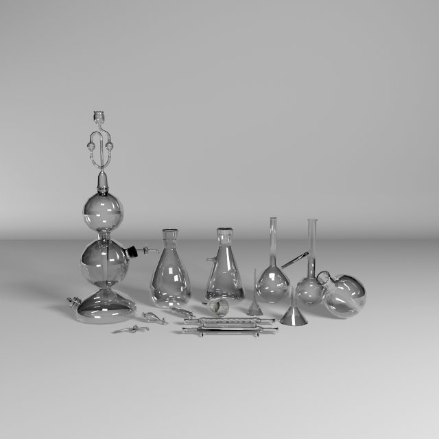 glass laboratory flasks Model 3D .c4d .max .obj .3ds .fbx .stl .blend 
