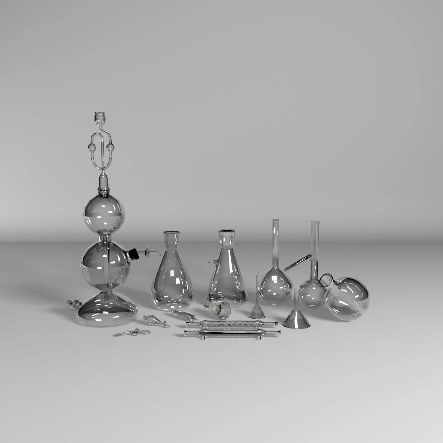 glass laboratory flasks 3D Model .c4d .max .obj .3ds .fbx .stl .blend