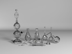 glass laboratory flasks 3D Model
