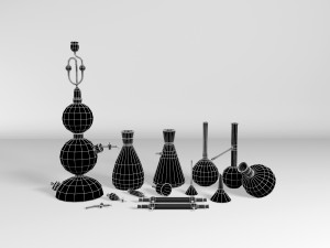 glass laboratory flasks Model 3D