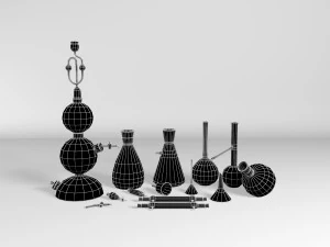 glass laboratory flasks 3D Model