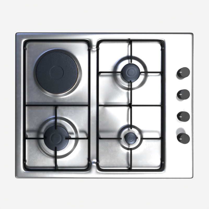 Gas Cooker 3D Модель .c4d .max .obj .3ds .fbx .stl .blend 