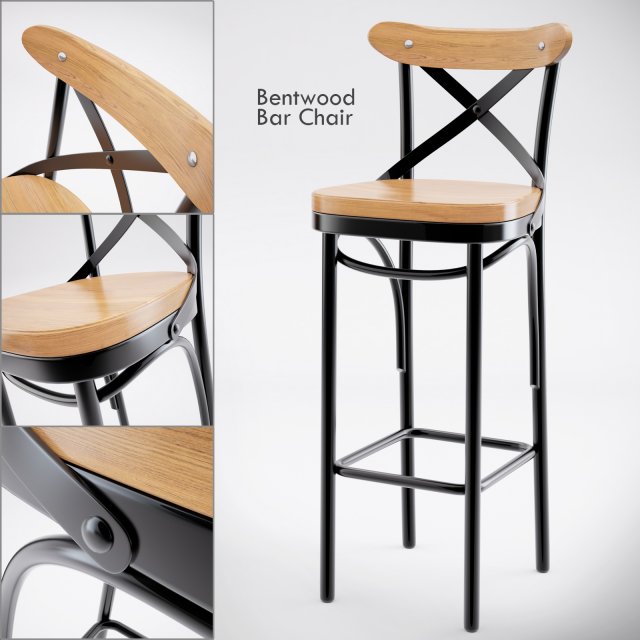 dark metal bar chair Modelo 3D .c4d .max .obj .3ds .fbx .stl .blend 