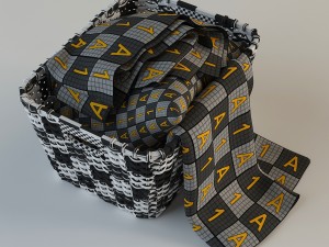 wicker basket 02 with cloth Modello 3D