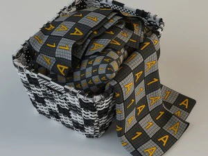 wicker basket 02 with cloth 3D Model