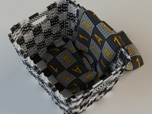 wicker basket 02 with cloth Modello 3D