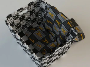 wicker basket 02 with cloth 3D Model