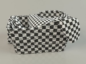 wicker basket 01 with cloth Model 3D