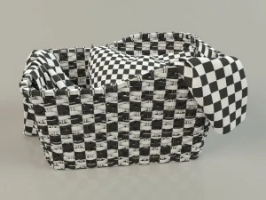 cesta de vime 01 com pano Modelo 3D