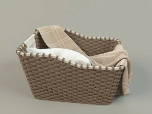 cesta de vime 01 com pano Modelo 3D