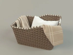 cesta de vime 01 com pano Modelo 3D
