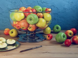 apples set with bowl and dish 3D Model