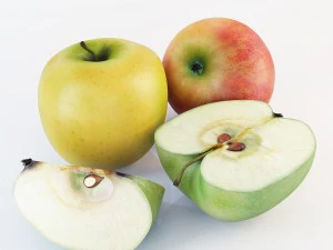 apples set with bowl and dish 3D Model