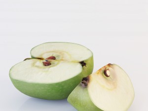 apples set with bowl and dish Modelo 3D