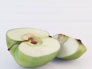 apples set with bowl and dish Modelo 3D