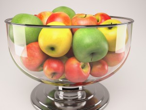 apples set with bowl and dish Modelo 3D
