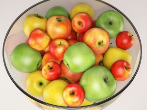 apples set with bowl and dish Modelo 3D