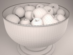 apples set with bowl and dish Modelo 3D
