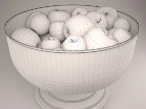 apples set with bowl and dish 3D Model