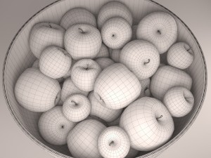 apples set with bowl and dish Modelo 3D