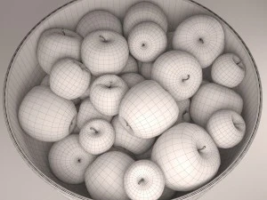 apples set with bowl and dish 3D Model