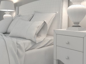 next olsen bed and gatsby bedside table 3D Model