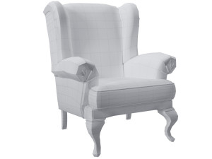sprucetree with the hoffner wing chair and a pouf 3D Модель