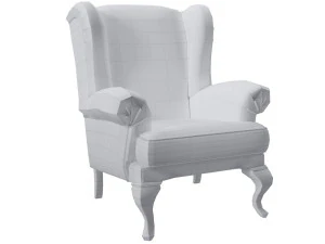 sprucetree with the hoffner wing chair and a pouf 3D Model