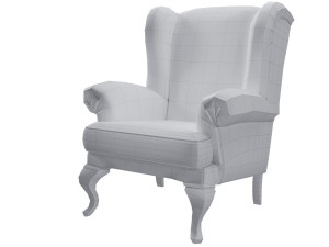 sprucetree with the hoffner wing chair and a pouf 3D Модель