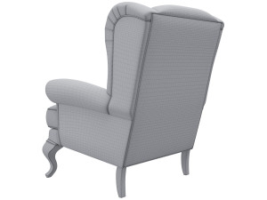 sprucetree with the hoffner wing chair and a pouf 3D Модель