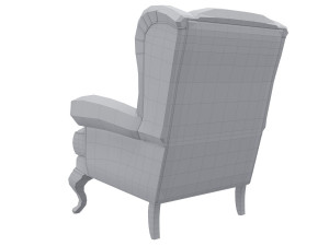 sprucetree with the hoffner wing chair and a pouf 3D Модель