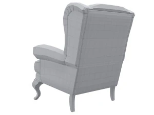 sprucetree with the hoffner wing chair and a pouf 3D Model