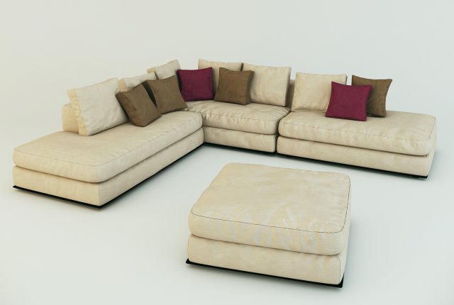 corner sofa ekmi milan whith pouf 3D Model .c4d .max .obj .3ds .fbx .stl .blend 