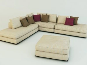 Sof&aacute; esquinero ekmi milan con puf Modelo 3D