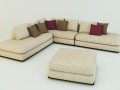 corner sofa ekmi milan whith pouf 3D Model